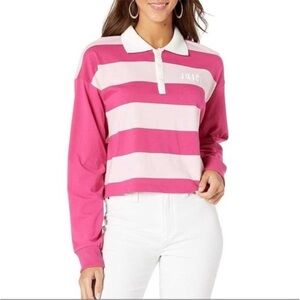 Juicy Couture Pink and White Striped Long Sleeve Top